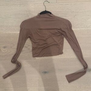 Joah Brown Cocoa Long Sleeve Crop Top